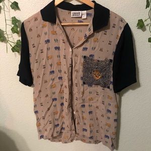 Vintage Printed Button Down Top